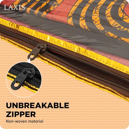 LAXIS® Non-Woven Single Saree Bags Transparent Saree Covers With Zip, For Storage, Wardrobe Organizer Saree Bags/Saree Covers Size-36x42x2 CM (Pack of 10, Golden Brown) - Image 2