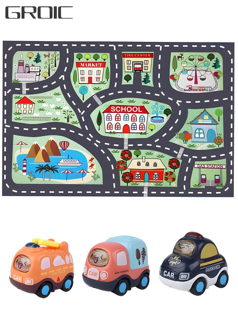 GROIC - Kids Carpet Play Mat Rug for Playroom,City Life with Road Traffic Car Rug Mat, Learning and Educational Play Rugs with 3 Cars,Indoor Game Mat(120*160cm) - Image 1