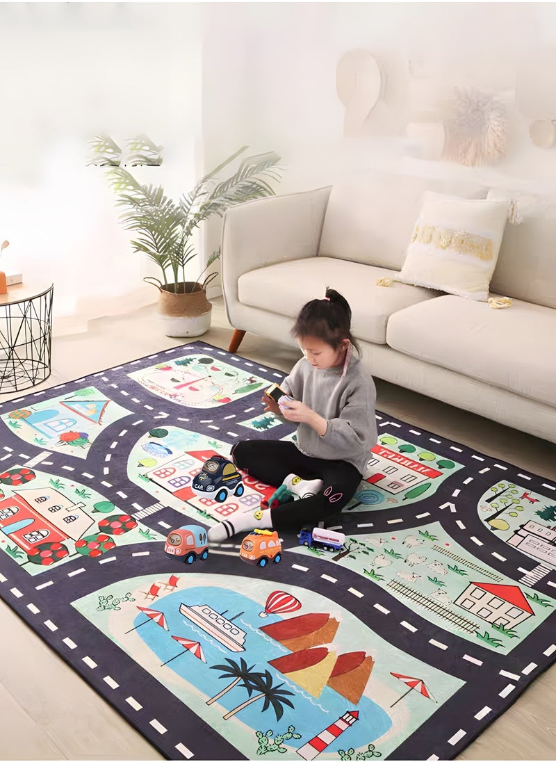 GROIC - Kids Carpet Play Mat Rug for Playroom,City Life with Road Traffic Car Rug Mat, Learning and Educational Play Rugs with 3 Cars,Indoor Game Mat(120*160cm) - Image 1