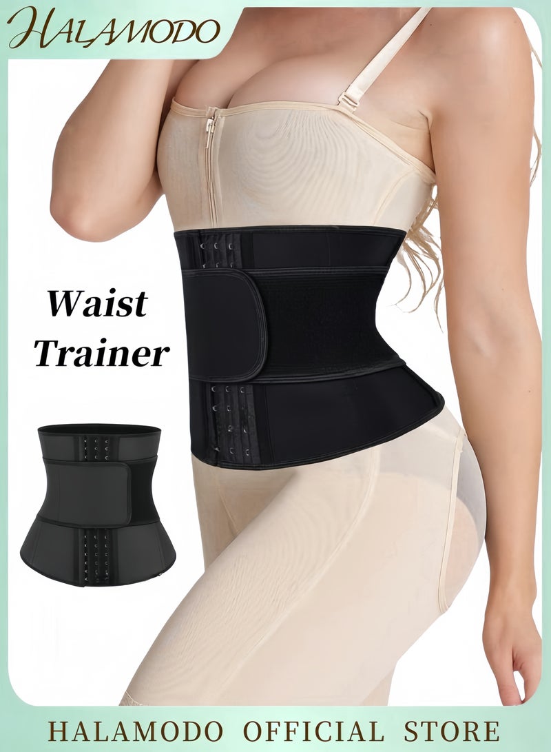 HALAMODO Women's Waist Trainer Corset Body Shaper 3 Row Buckle Adjustable Waist Trimmer Underbust Cincher Sport Waist Belt for Abdominal Tightening - Image 1