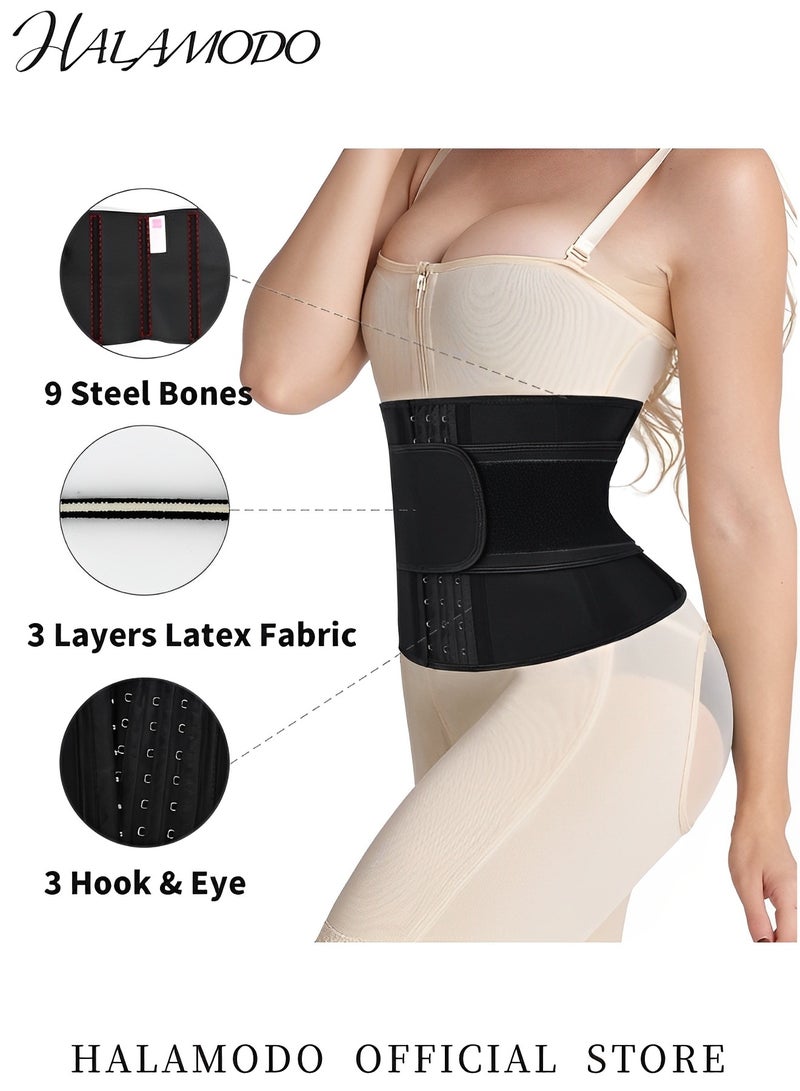 HALAMODO Women's Waist Trainer Corset Body Shaper 3 Row Buckle Adjustable Waist Trimmer Underbust Cincher Sport Waist Belt for Abdominal Tightening - Image 3
