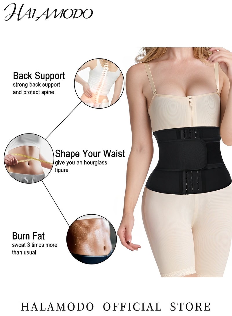 HALAMODO Women's Waist Trainer Corset Body Shaper 3 Row Buckle Adjustable Waist Trimmer Underbust Cincher Sport Waist Belt for Abdominal Tightening - Image 2
