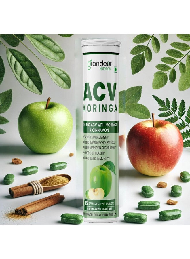 Grandeur Plant Based ACV Moringa, 30 Apple Cider Vinegar Tablets For Weight Management 750mg, With Cinnamon | Controls Cravings | No Added Sugar | Natural Energy Booster | Healthy Gut | Green Apple - Image 4