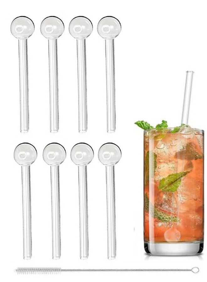 8 packs of reusable glass straws transparent 20x0.8x0.8cm and straw cleaning brush  - Image 1