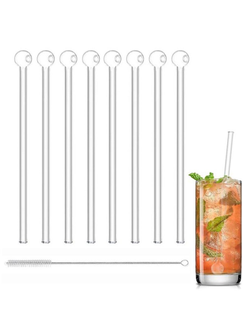 8 packs of reusable glass straws transparent 20x0.8x0.8cm and straw cleaning brush  - Image 2