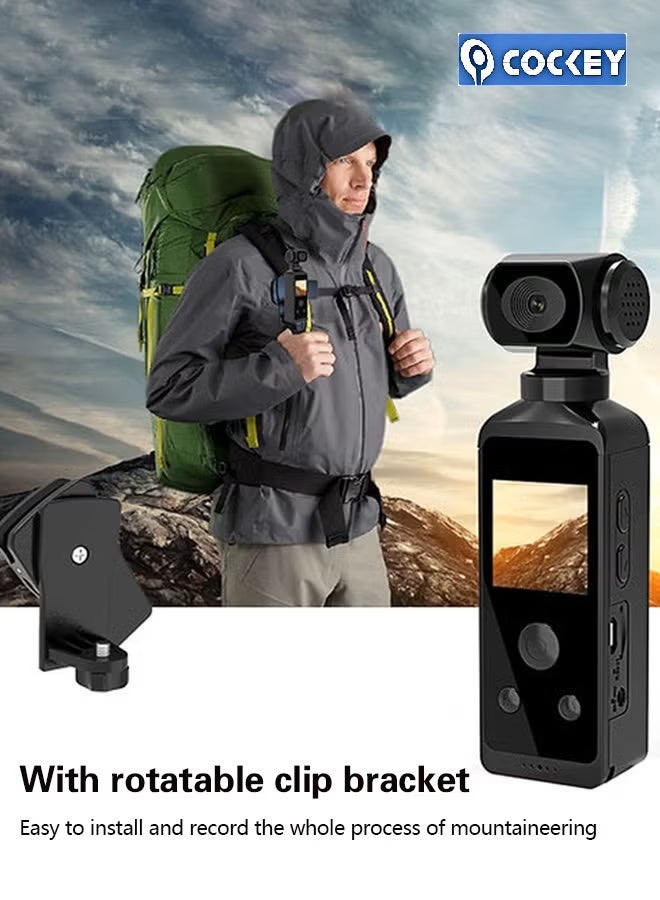 COCKEY Handheld Action Camera, 4k 30FPS Video Camera, 1.3 Inch Screen, 270 Degree Rotating Lens, with 30M Water Proof Case, Portable Vlogging Camera for Photography Outdoor Riding Diving ,with 128G Card - Image 2