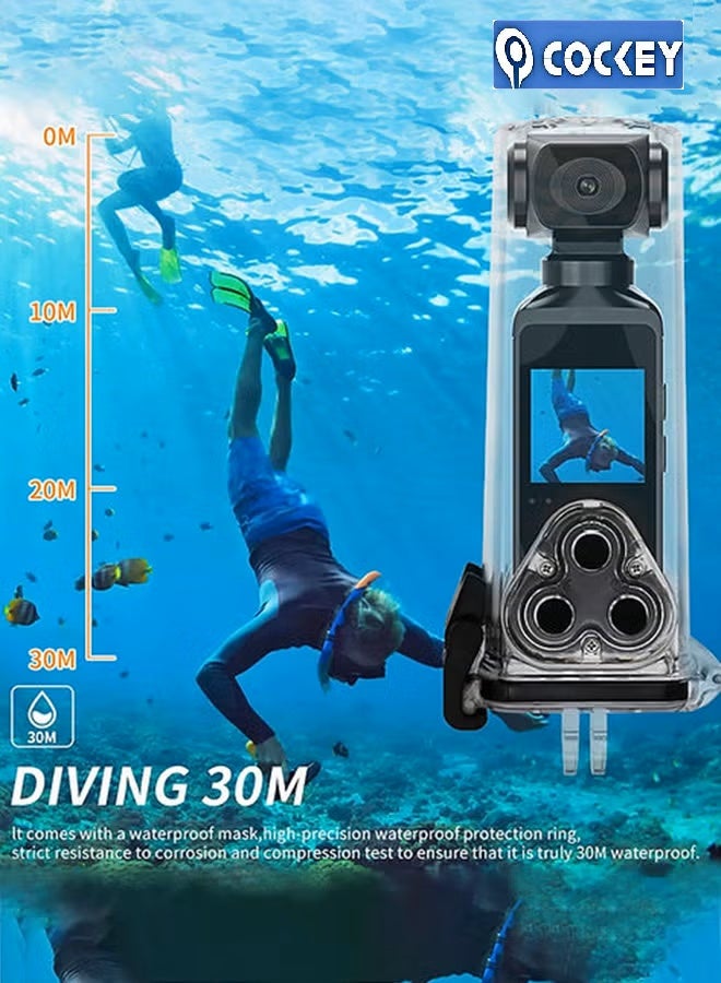 COCKEY Handheld Action Camera, 4k 30FPS Video Camera, 1.3 Inch Screen, 270 Degree Rotating Lens, with 30M Water Proof Case, Portable Vlogging Camera for Photography Outdoor Riding Diving ,with 128G Card - Image 3