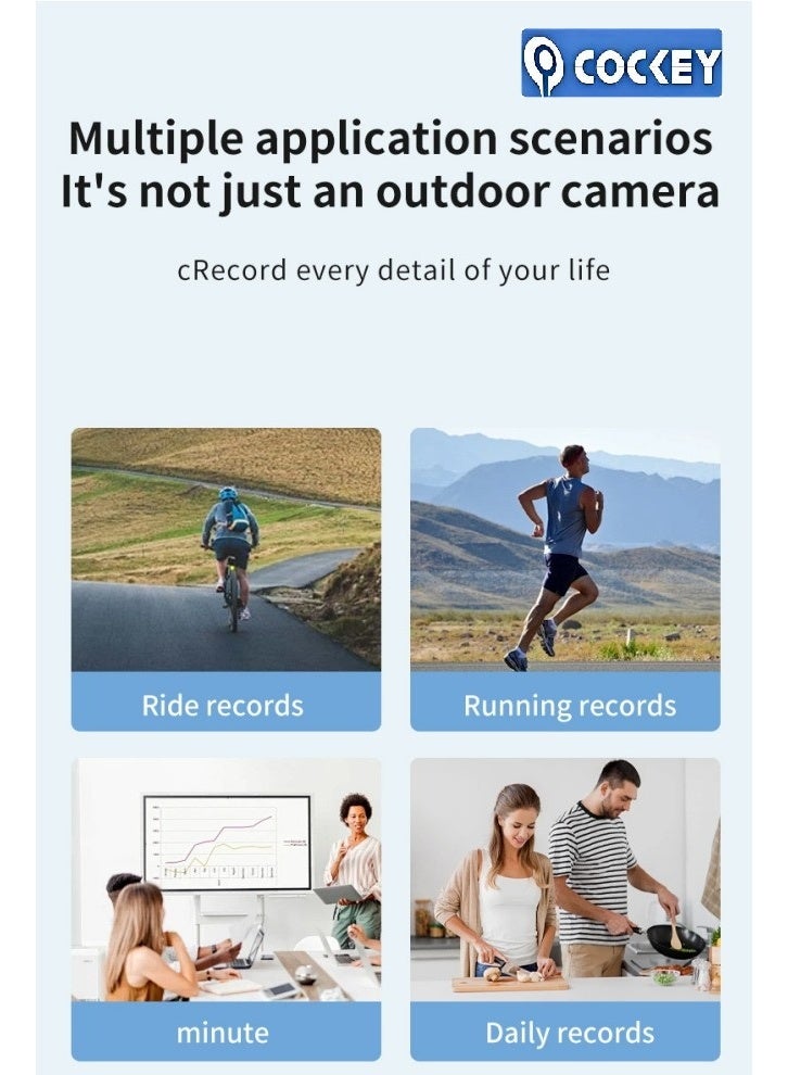 COCKEY Handheld Action Camera, 4k 30FPS Video Camera, 1.3 Inch Screen, 270 Degree Rotating Lens, with 30M Water Proof Case, Portable Vlogging Camera for Photography Outdoor Riding Diving ,with 128G Card - Image 5