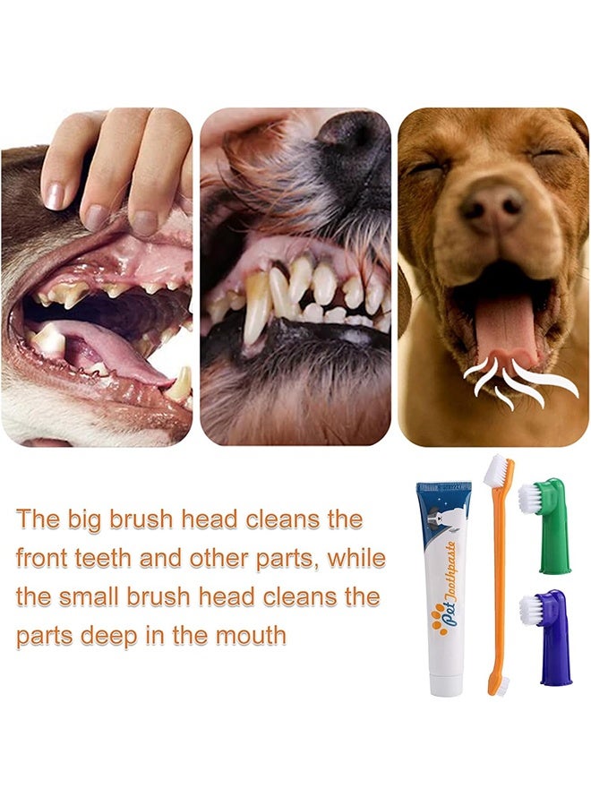 Pets Toothbrush for Dog Cat, Toothbrush and Toothpaste for Dogs, Dog Teeth Cleaning Set, Dental Care Kit Dog, Vanilla Flavour - Image 2