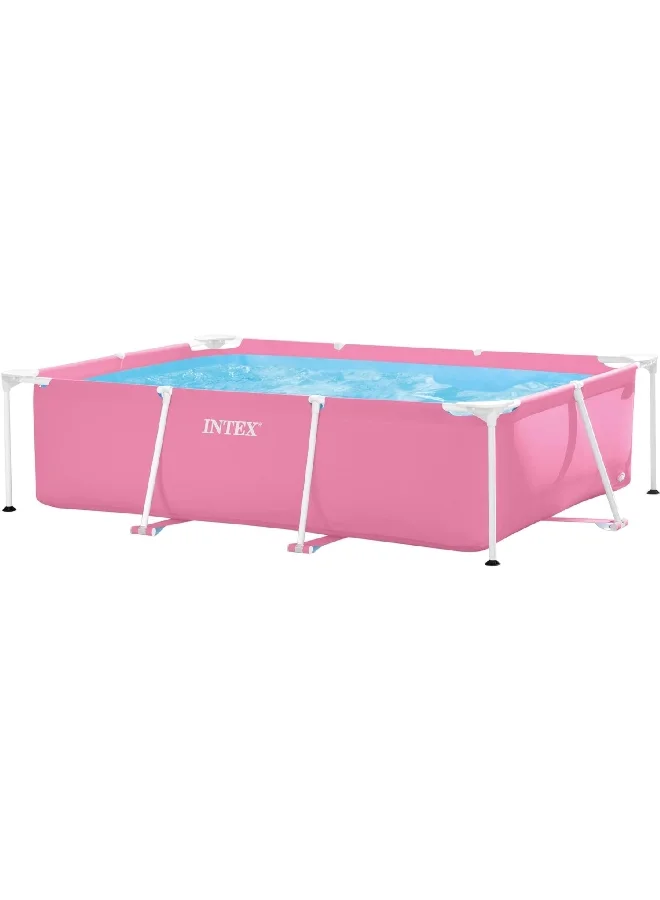 INTEX Rectangular Sturdy PVC Frame Swimming Pool Pink and White 60 x 150 x 220 cm INT28266