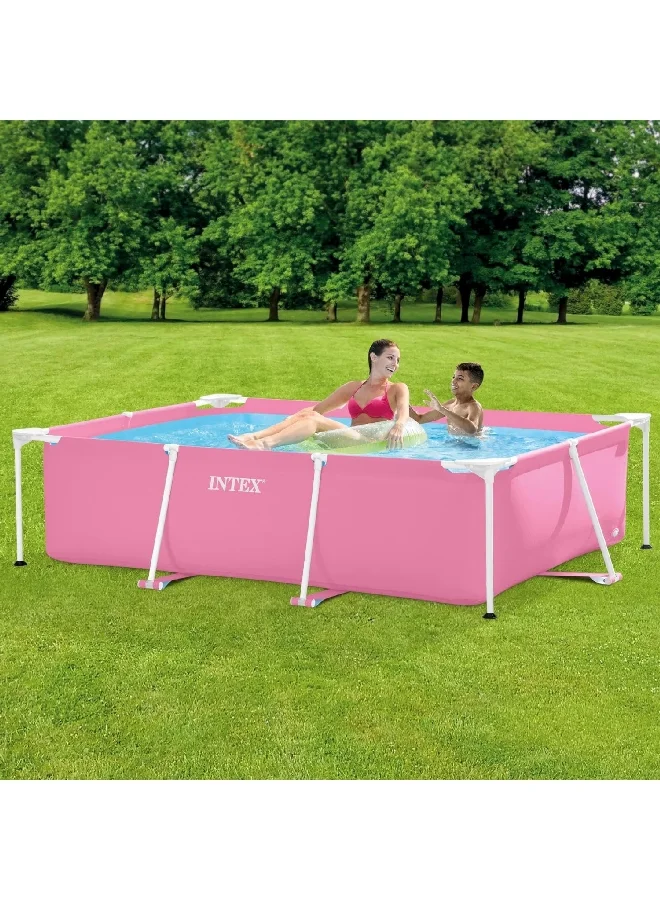 INTEX Rectangular Sturdy PVC Frame Swimming Pool Pink and White 60 x 150 x 220 cm INT28266