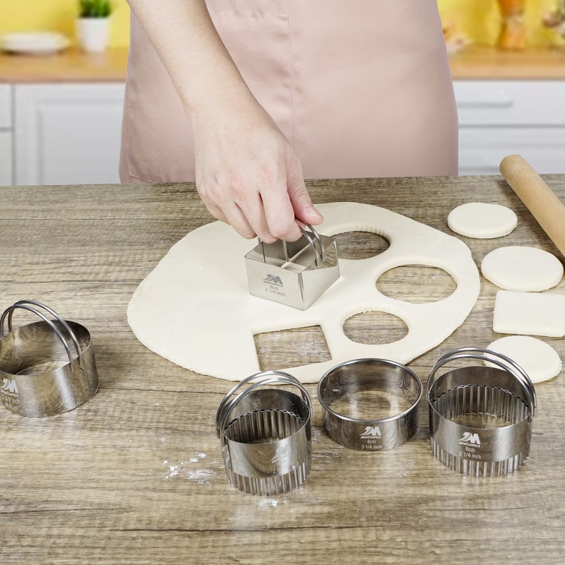 M JINGMEI Square Biscuit Cutter Set 1.75inch 2inch 2.25inch 2.75inch 3.25inch, Stainless Steel Cookies Cutter with Handle, Professional Baking Dough Tools,5pcs set - Image 4