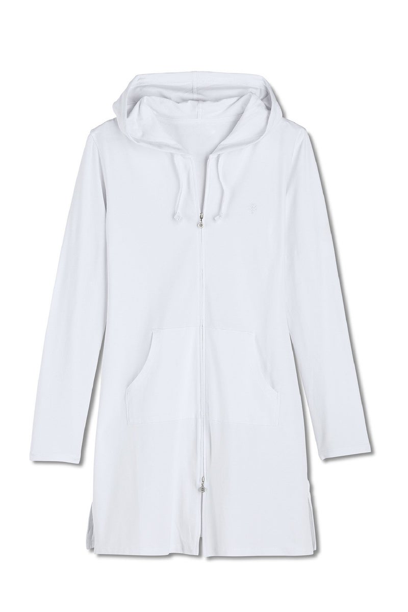 Coolibar Women's Long Zip-Up Hoodie - UPF 50+ Sun Protection - Cabana in White - Image 3