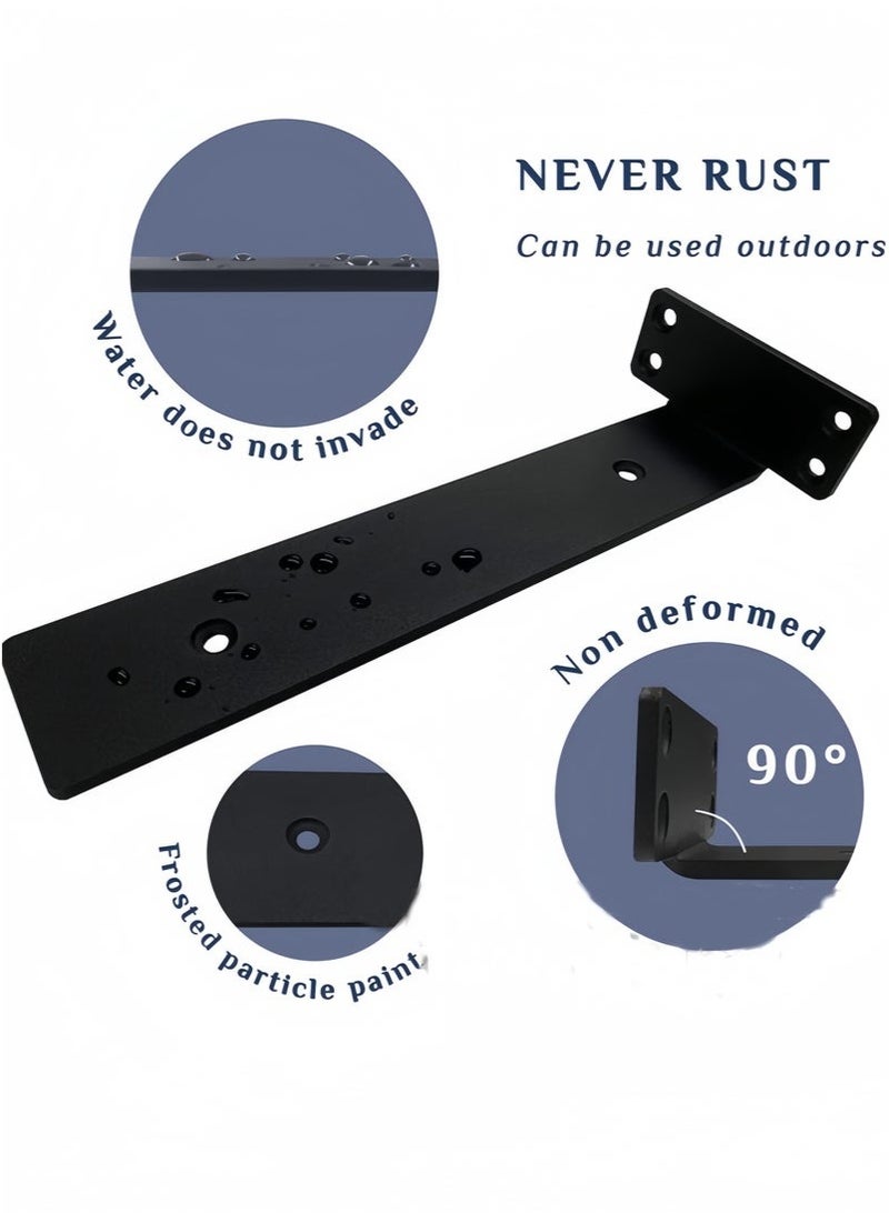 Bukela 4 Pack Shelf Brackets 6 Inch Floating Shelf Bracket 1/5 inch Thick Heavy Duty Hidden Shelf Brackets Iron Metal Brackets for Shelf Support with Screw Included -15cm - Image 2