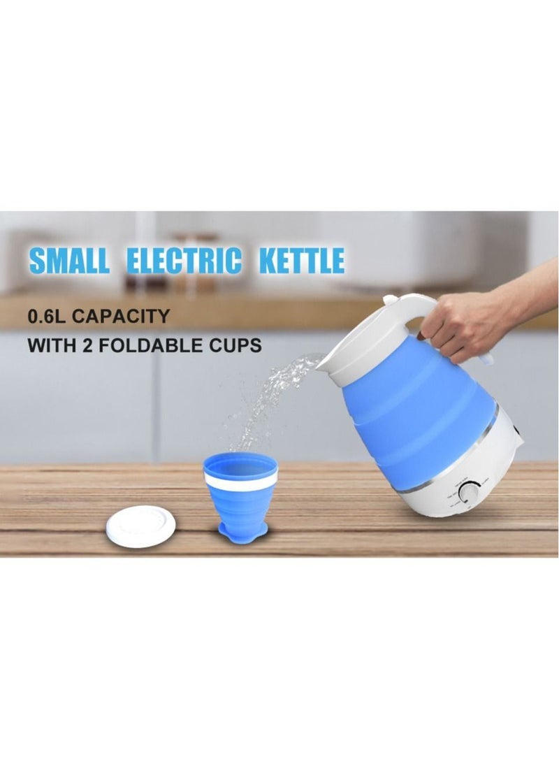 Generic - Foldable Electric Kettle, Travel Kettle with 2 Foldable Cup Set, Portable Boiler with Multiple Settings, Collapsible Heater for Water/Milk/Coffee/Tea (Blue) - Image 1