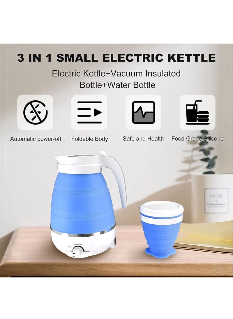 Generic - Foldable Electric Kettle, Travel Kettle with 2 Foldable Cup Set, Portable Boiler with Multiple Settings, Collapsible Heater for Water/Milk/Coffee/Tea (Blue) - Image 1