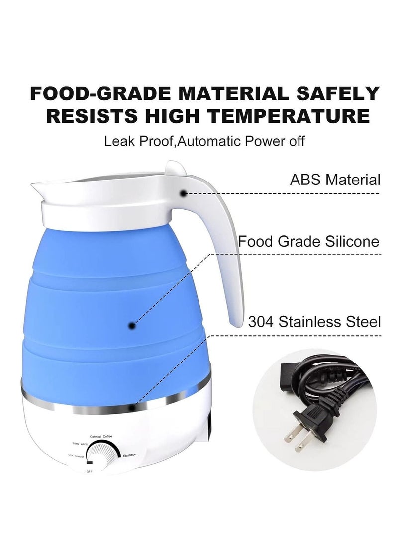 Generic - Foldable Electric Kettle, Travel Kettle with 2 Foldable Cup Set, Portable Boiler with Multiple Settings, Collapsible Heater for Water/Milk/Coffee/Tea (Blue) - Image 1