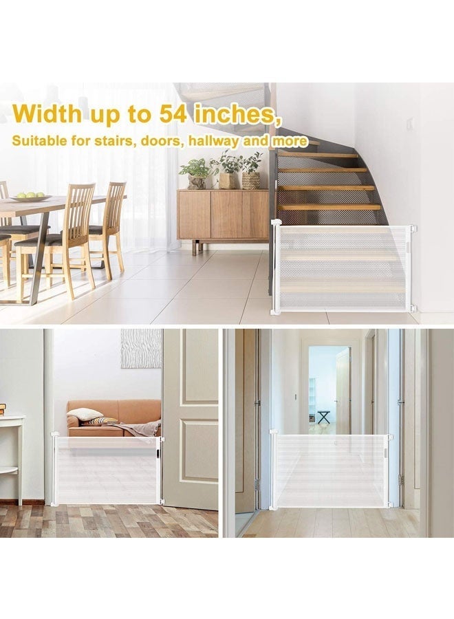 Beauenty Retractable Baby Gate, Beauenty Mesh Safety Gate for Babies and Pets, Extra Wide Safety Baby Gate 34" Tall, Extends to 59" Wide（Need to punch）, Pet Dog Gate for Stairs, Indoor/Outdoor (White) - Image 5