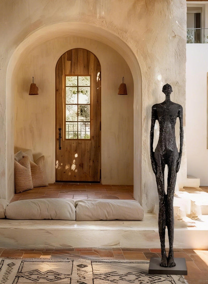 Abstract Human Body Sculpture Floor Statue - Modern Minimalist Art Decor, FRP Material, Large Black Standing Sculpture for Living Room/Hallway/Hotel Lobby - Image 3