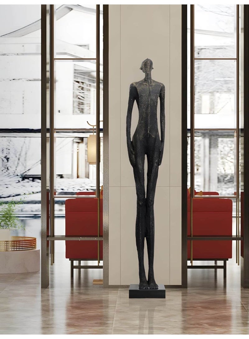 Abstract Human Body Sculpture Floor Statue - Modern Minimalist Art Decor, FRP Material, Large Black Standing Sculpture for Living Room/Hallway/Hotel Lobby - Image 5
