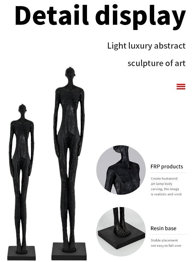 Abstract Human Body Sculpture Floor Statue - Modern Minimalist Art Decor, FRP Material, Large Black Standing Sculpture for Living Room/Hallway/Hotel Lobby - Image 2