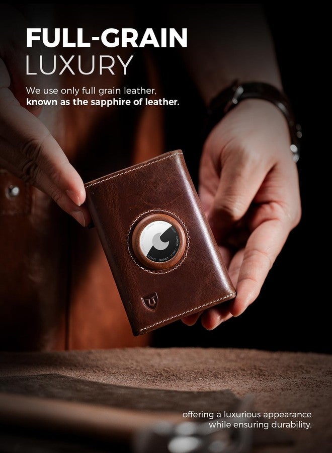 LORZOR AirTag Wallet - Full Grain Leather, Mens Minimalist Wallet with Apple Air Tag (2nd Generation) Holder, Slim Smart Pop up Card Case, ID Window, RFID Blocking, Front Pocket (AirTag Not Included) - Image 2