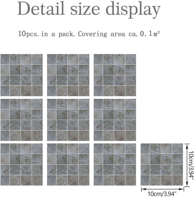 klarako 10pcs 3D Effect Crystal Tile Stickers, Mosaic Crystal Tile Stickers, DIY Waterproof SelfAdhesive Wall Stickers for Home Decor Living Room Bathroom Kitchen Decor, 10X10CM (F) - Image 4