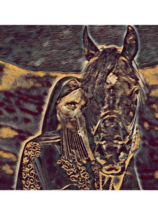 RYN Women With Horse MDF Wall Art Multicolour 30x30centimeter - Image 1
