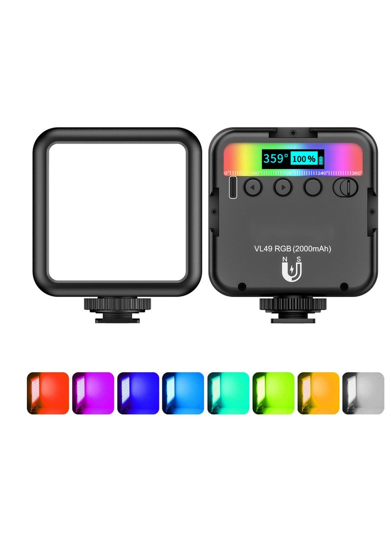 SOLARAE RGB Video Light, LED Camera Light 360 ° Full Color Portable Vlog Photography Lighting Rechargeable 2500K-9500K Adjustable Cell Phone Ambient Fill Light Support Magnet Adsorption - Image 1