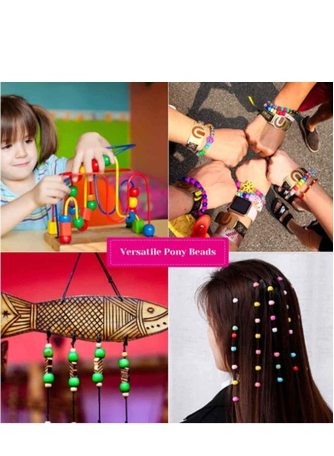 Bead Bracelet Making Kit Bead Friendship Bracelets Kit with Pony Beads Letter Beads Charm Beads and Elastic String for Bracelet and Jewelry Making DIY - Image 2