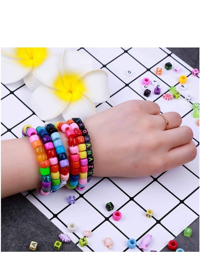 Bead Bracelet Making Kit Bead Friendship Bracelets Kit with Pony Beads Letter Beads Charm Beads and Elastic String for Bracelet and Jewelry Making DIY - Image 1