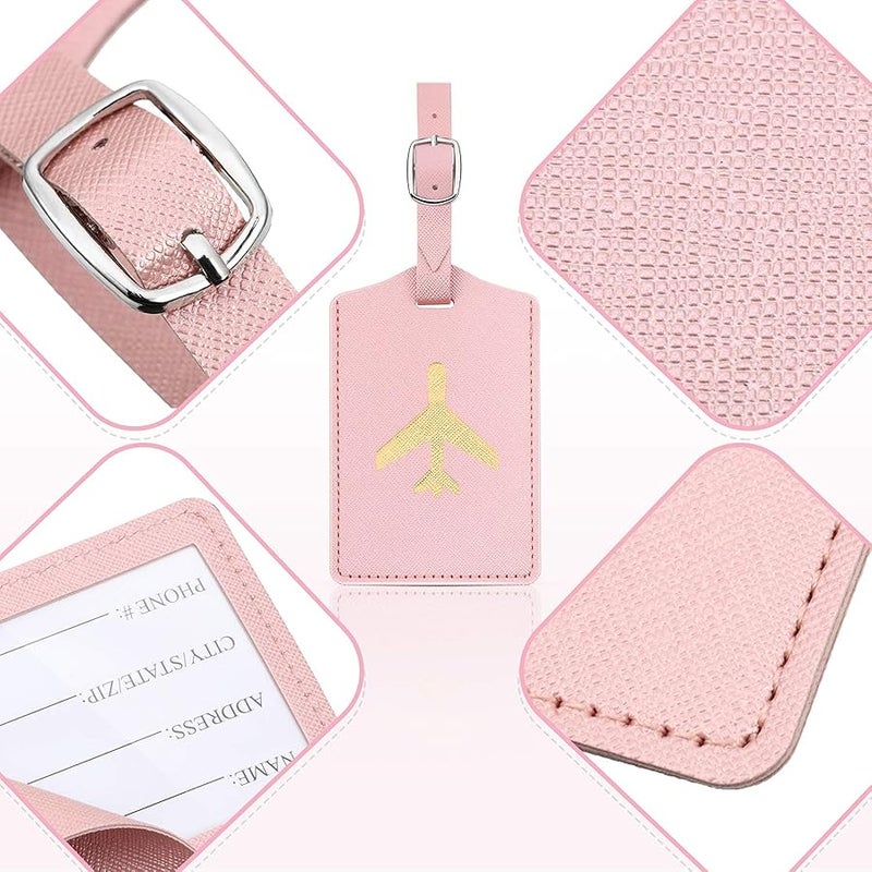 6 Pieces Luggage Tags Suitcase Tag Travel Bag Labels Leather Instrument Baggage Bag Luggage Tags for Travel Bag Suitcase (Black, Gray, Pink, Red, White, Champagne Gold) - Image 3