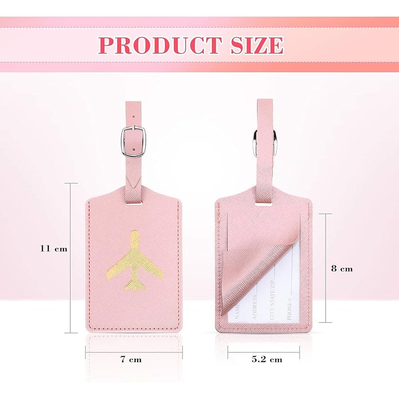 6 Pieces Luggage Tags Suitcase Tag Travel Bag Labels Leather Instrument Baggage Bag Luggage Tags for Travel Bag Suitcase (Black, Gray, Pink, Red, White, Champagne Gold) - Image 2