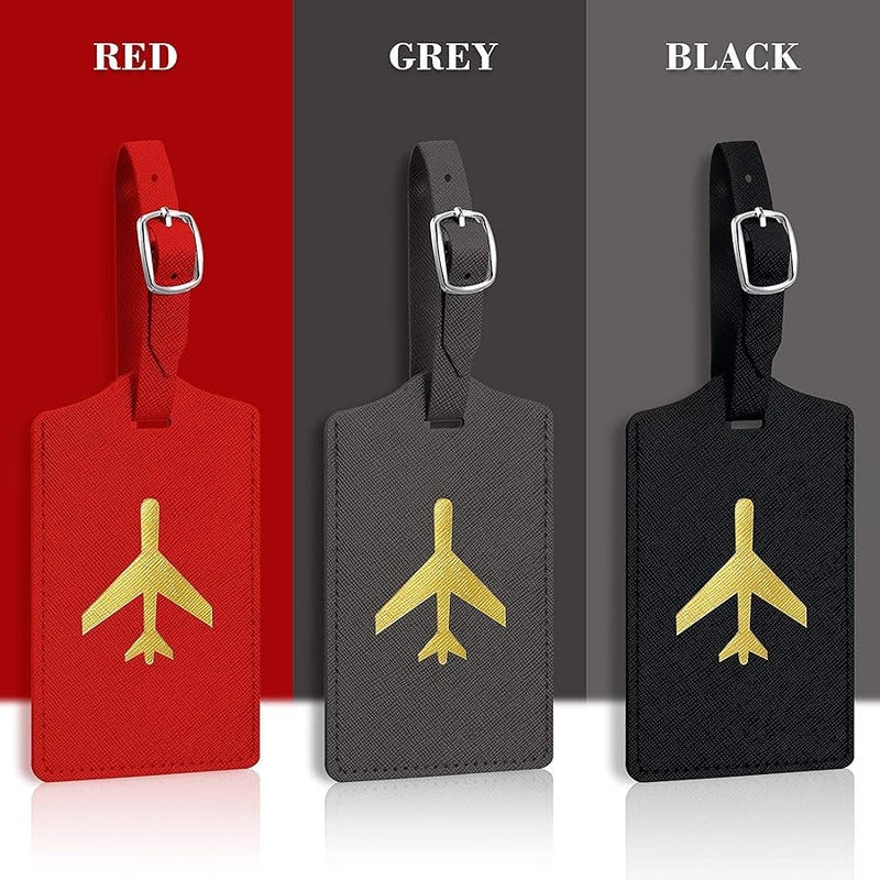 6 Pieces Luggage Tags Suitcase Tag Travel Bag Labels Leather Instrument Baggage Bag Luggage Tags for Travel Bag Suitcase (Black, Gray, Pink, Red, White, Champagne Gold) - Image 4