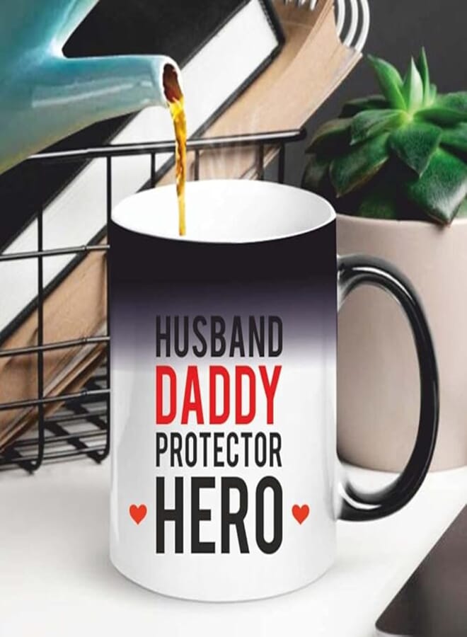Funky Store Father's Day Gifts from Son (Multicolour) Daddy Hero Printed Ceramic Coffee Magic Mug (Microwavable) (330 ml)