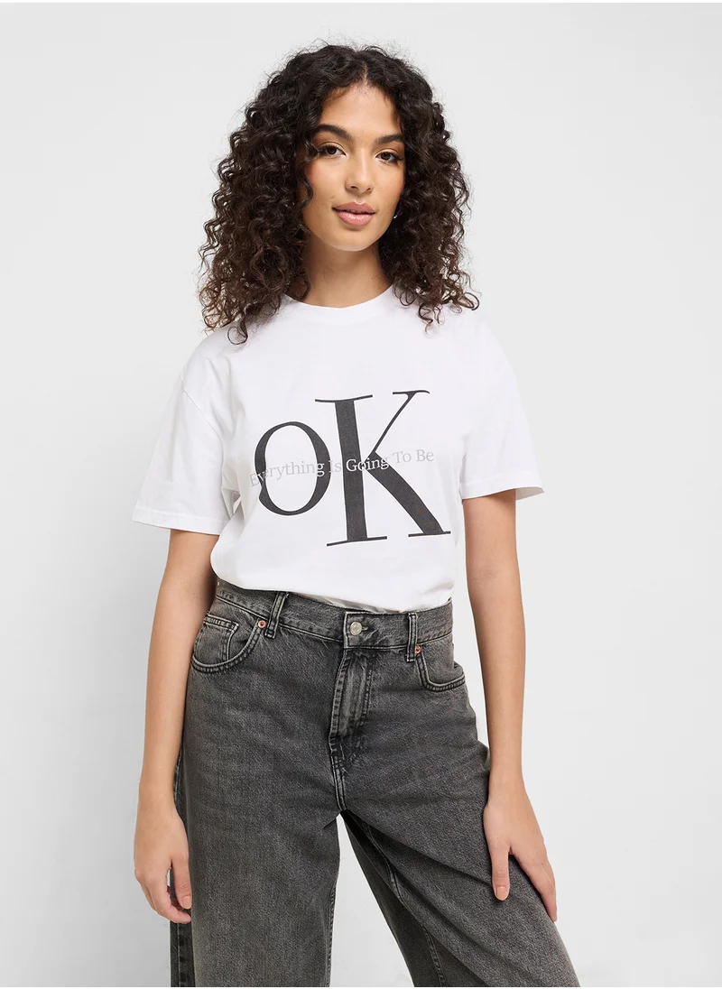 جينجر Crew Neck Slogan T-Shirt