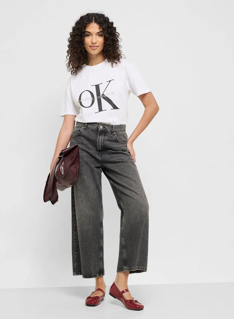 Ginger White Crew Neck Slogan T-Shirt for Women | Best Price UAE