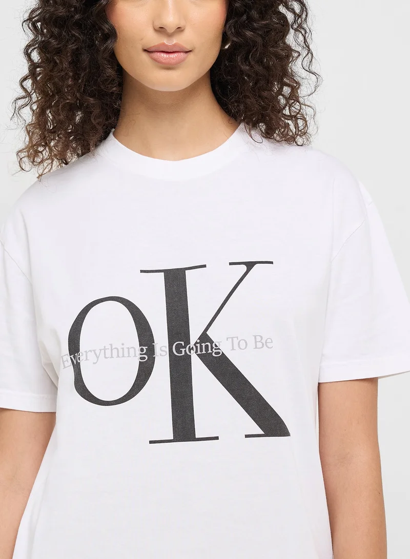Ginger White Crew Neck Slogan T-Shirt for Women | Best Price UAE