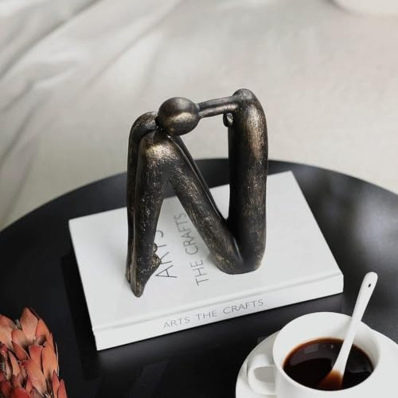 Book Holder- Decorative Thinker Book Ends, Bookends, Heavy Book Stopper Holder Nonskid for Shelves Living Room Office Home Decor Bronze - Image 2