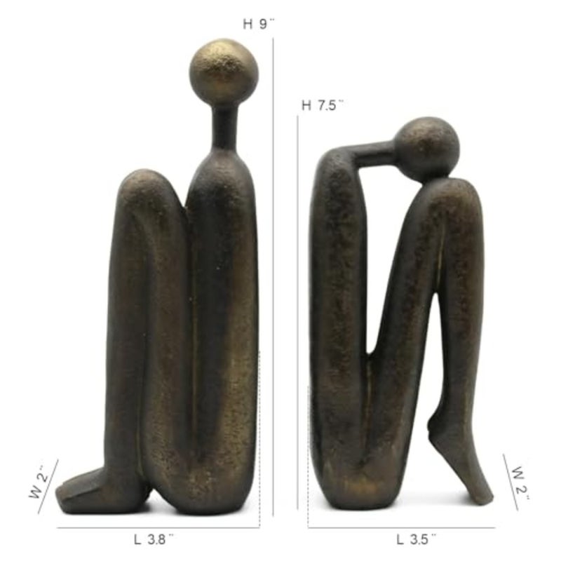 Book Holder- Decorative Thinker Book Ends, Bookends, Heavy Book Stopper Holder Nonskid for Shelves Living Room Office Home Decor Bronze - Image 3
