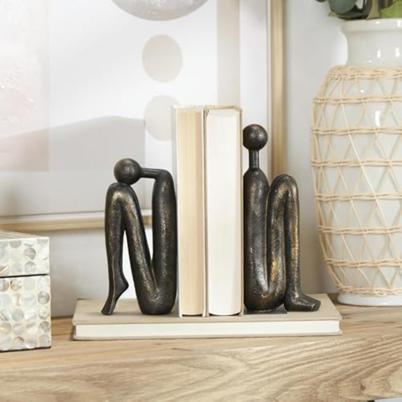 Book Holder- Decorative Thinker Book Ends, Bookends, Heavy Book Stopper Holder Nonskid for Shelves Living Room Office Home Decor Bronze - Image 4