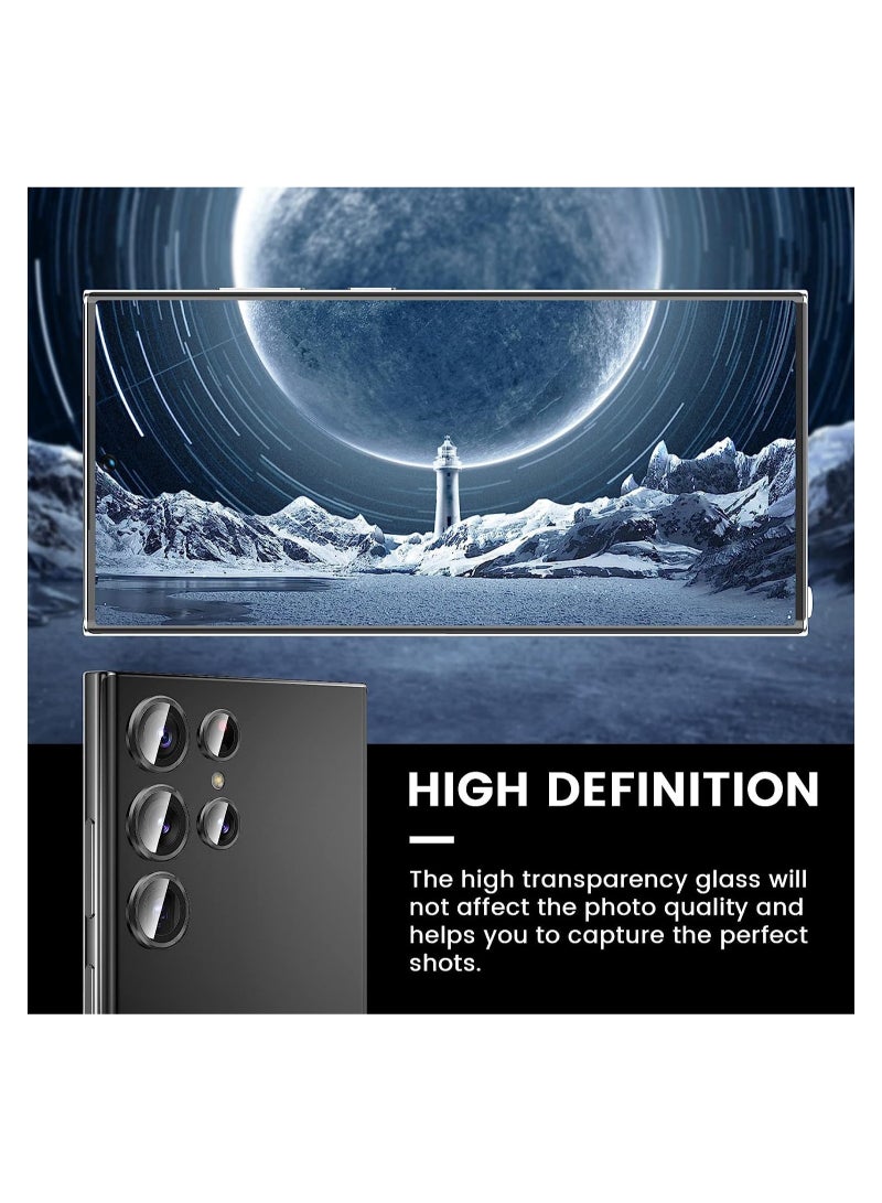 إلترازون Samsung Galaxy S23 Ultra Camera Lens Protector, HD Tempered Glass Metal Lens Screen Protector Cover for Galaxy S23 Ultra 5G Accessories - Image 4