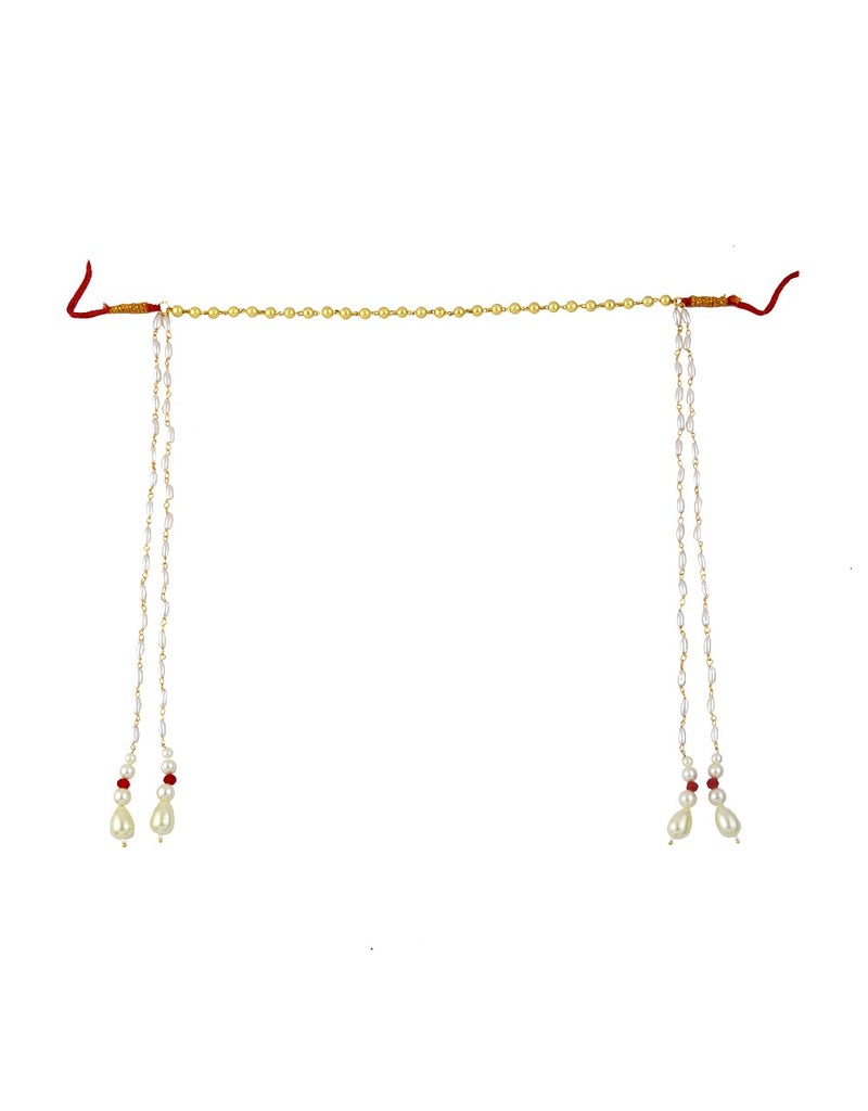 Anuradha مجوهرات أنوراده الفنية قلادة لؤلؤ ذهبية مصممة رائعة تقليدية موندافاليا موندافلي للزفاف زفاف ماراثي موندافلي - Image 1