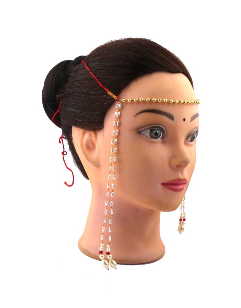 Anuradha مجوهرات أنوراده الفنية قلادة لؤلؤ ذهبية مصممة رائعة تقليدية موندافاليا موندافلي للزفاف زفاف ماراثي موندافلي - Image 2