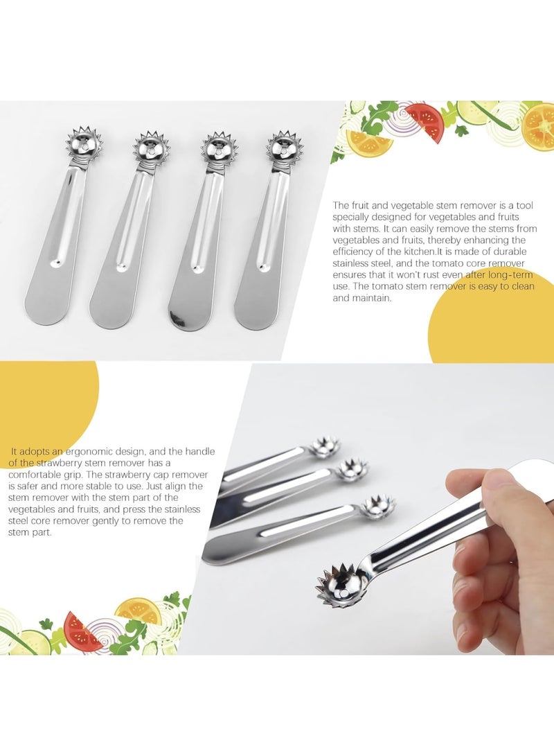 SYOSI أداة نزع لب الطماطم، أداة نزع لب الفراولة ومجموعة كرات الفواكه والخضروات، أدوات مطبخ من الفولاذ المقاوم للصدأ لتحضير الفواكه والطهي بسهولة، أدوات متينة وعملية للاستخدام المنزلي أو في المطاعم، 4 قطع - Image 3