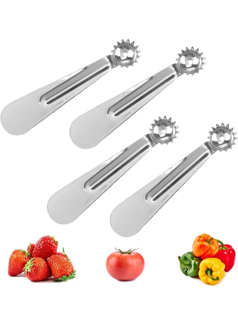 SYOSI أداة نزع لب الطماطم، أداة نزع لب الفراولة ومجموعة كرات الفواكه والخضروات، أدوات مطبخ من الفولاذ المقاوم للصدأ لتحضير الفواكه والطهي بسهولة، أدوات متينة وعملية للاستخدام المنزلي أو في المطاعم، 4 قطع - Image 1