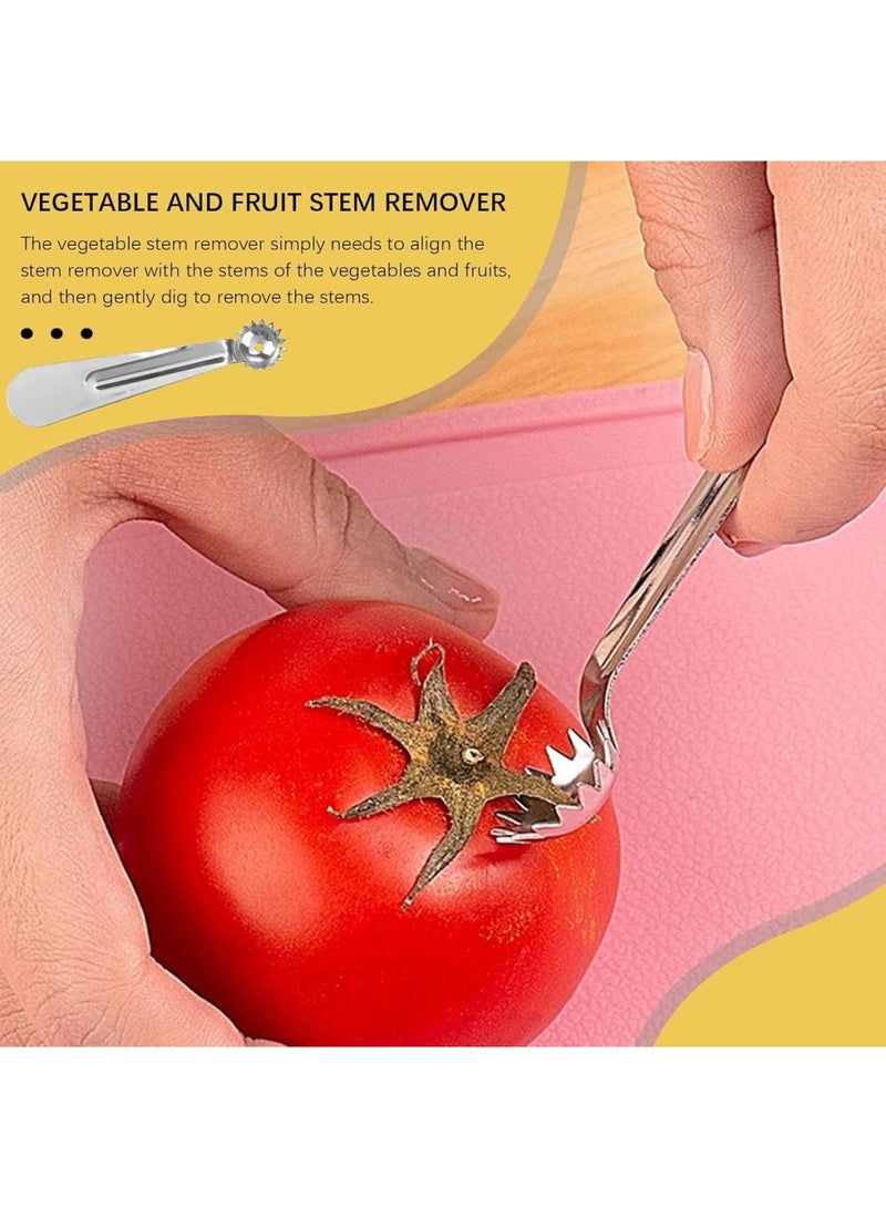 SYOSI أداة نزع لب الطماطم، أداة نزع لب الفراولة ومجموعة كرات الفواكه والخضروات، أدوات مطبخ من الفولاذ المقاوم للصدأ لتحضير الفواكه والطهي بسهولة، أدوات متينة وعملية للاستخدام المنزلي أو في المطاعم، 4 قطع - Image 4