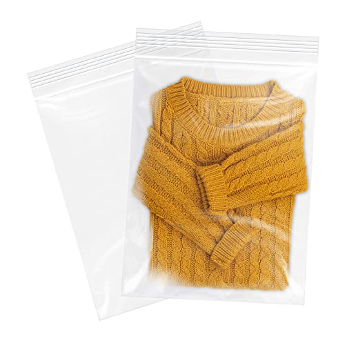 WEPOLY - 12" x 18"(500 Count) Large Zip Plastic Poly Bags - 2 Mil Clear Reclosable Zipper Bags for Prints, Photos, Documents, Clothing, T-Shirt, Storage - Image 1
