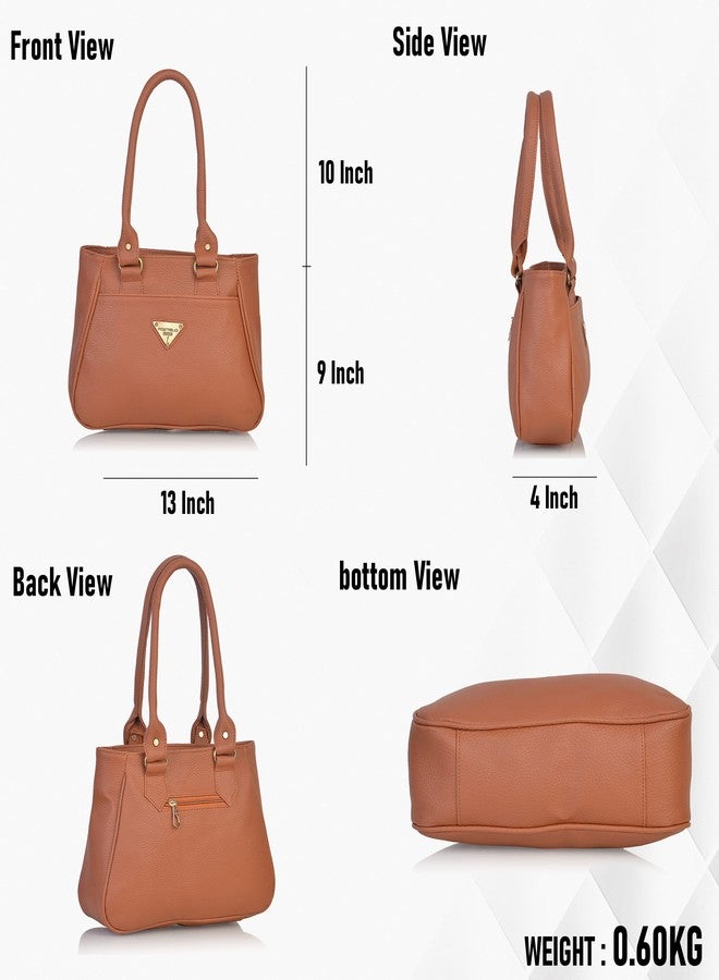 Fostelo Women's Spring Satchel Tote Handbag for Women | Tote Bag for Work | Ladies Purse | Stylish Shoulder Bag | Gift For Women | Tan - Image 3