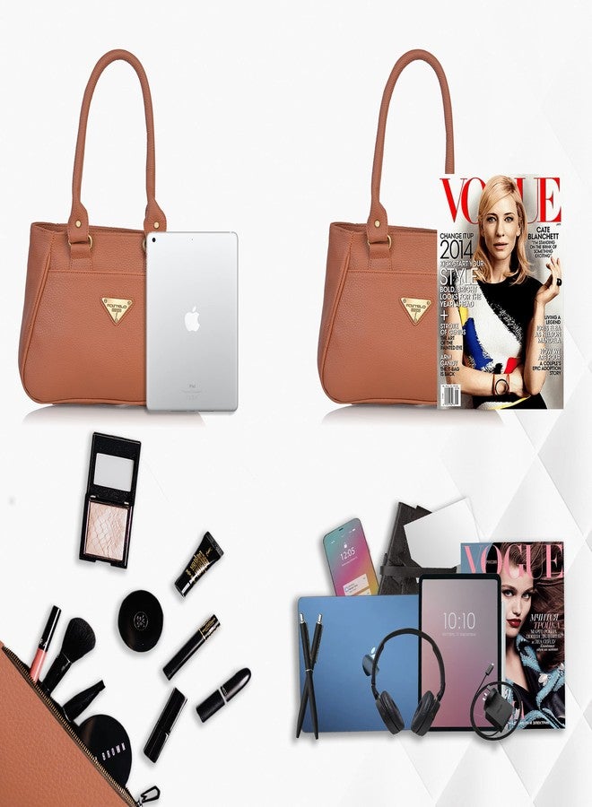 Fostelo Women's Spring Satchel Tote Handbag for Women | Tote Bag for Work | Ladies Purse | Stylish Shoulder Bag | Gift For Women | Tan - Image 4